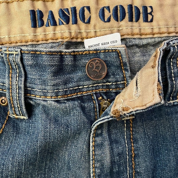 VTG Y2K basic code embroidered baggy distressed skater streetwear jeans 38/32 - Picture 9 of 12